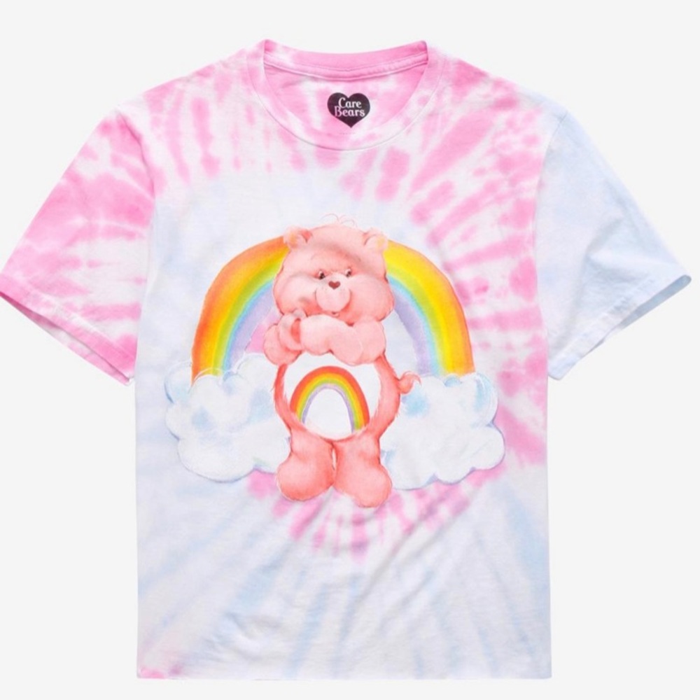 Care Bears Cheer Bear Tie-Dye Girls Crop T-Shirt - L